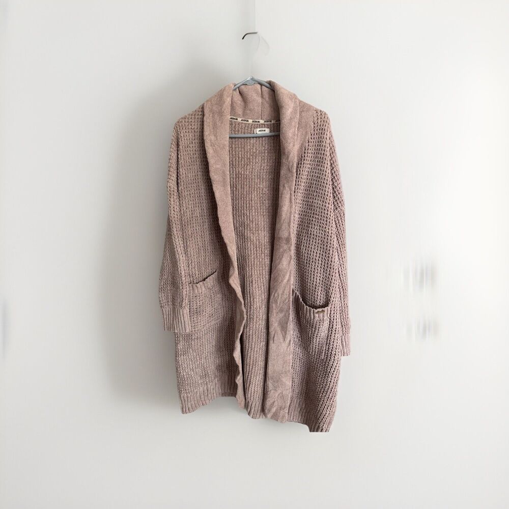JASON WU Sweater Chenille Duster Dusty Rose Long line Open Cardigan, No Belt, L